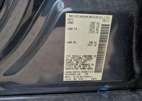 2015 Nissan Altima 3.5S z USA, uszkodzony, nr VIN 1N4BL3AP5FC499727